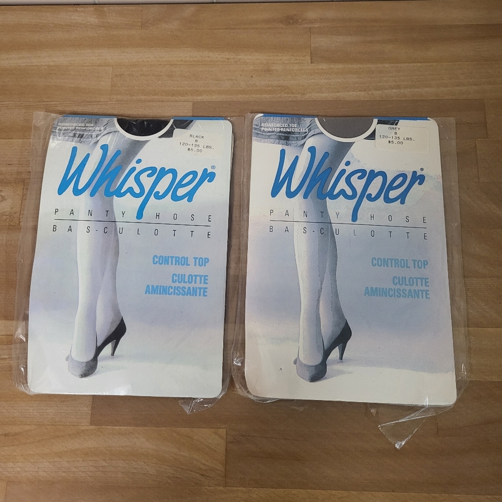 4 For $30 Vintage 90s Pantyhose Whisper Control Top Nylons Large 2 Packs